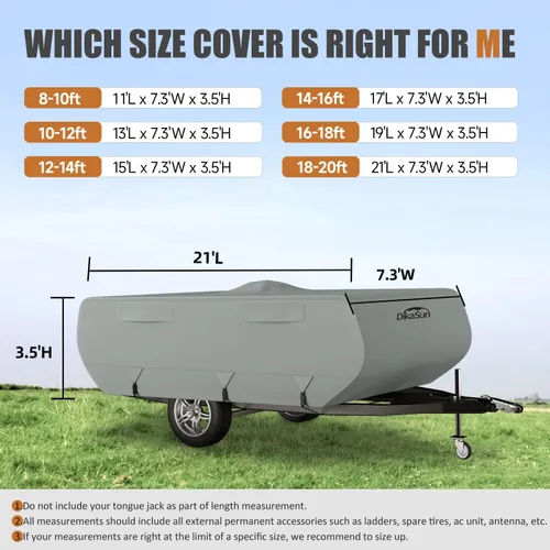 Miniatura 7 de Cubierta desplegable para cámper de 8 a 10 pies, 7 capas impermeable, cubierta de remolque plegable anti-UV, cubierta de caravana para autocaravana