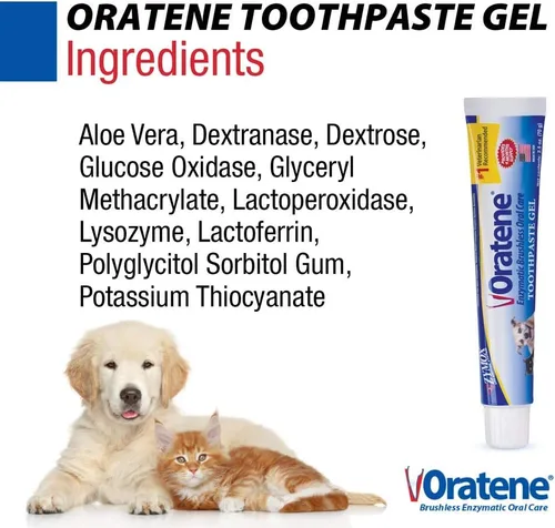 Miniatura 4 de Pet King Brands ZYMOX Oratene Gel de Pasta de Dientes Sin Cepillo para Perros y Gatos, 2.5oz