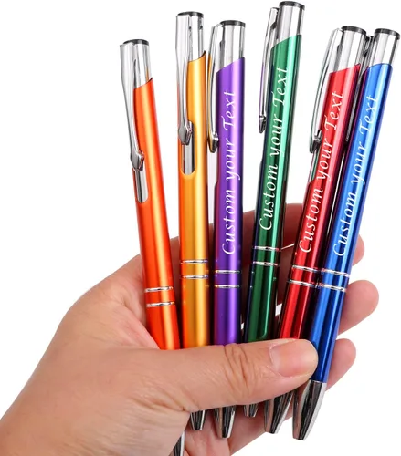 Miniatura 4 de AOK 50PACK Bolígrafos personalizados Tinta negra personalizada - Bolígrafos de nombre metálicos - Grabados por láser con su texto o mensaje (negro)
