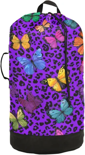 Miniatura 23 de Mochila de lavandería con hojas de estilo bohemio beige con correas ajustables para el hombro, bolsa de lavandería sucia para viajes, campamento