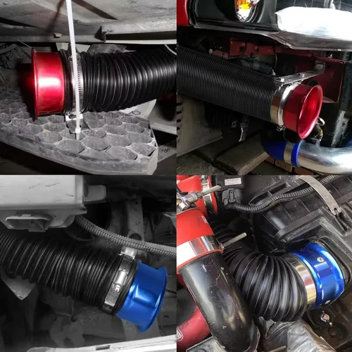 Miniatura 5 de Conducto de admisión del tubo de admisión, 3 pulgadas/2.992 in Tubo de entrada de frío de aluminio universal para automóvil automotriz- Rojo
