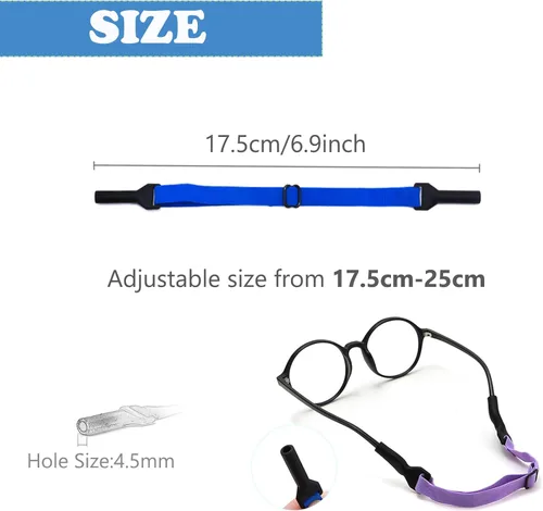 Miniatura 4 de Correa ajustable para lentes para niños, 5 correas sin cola, correa de soporte para lentes para niños y niñas Rosa