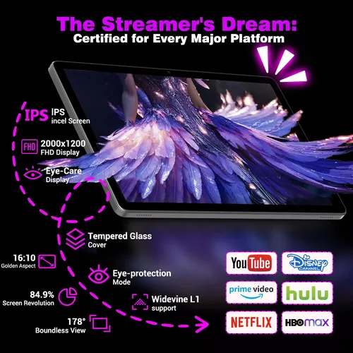 Miniatura 4 de Tablet Android 16 Slim 2025 de 11 pulgadas con teclado, lápiz óptico y mouse, 2K IPS Widevine L1, 36 GB de RAM 256 GB (1 TB TF), 8000 mAh, T615 8