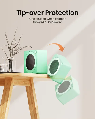 Miniatura 4 de Gaiatop Mini calentador de espacio, ligero PTC de cerámica de calentamiento rápido, 500 W, eficiencia energética para uso en interiores, Verde