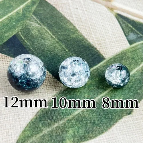 Miniatura 3 de 300 cuentas de acrílico agrietadas de 0.315 pulgadas (0.315 in) redondas de cristal, cuentas espaciadoras a granel para hacer joyas, collares, Negro