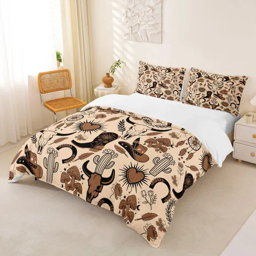 Miniatura 5 de Manfei Juego de funda de edredón de vaquero, tamaño individual, juego de ropa de cama del oeste americano de 2 piezas para niños y adolescentes