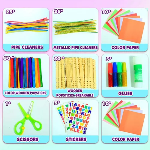 Miniatura 3 de YITOHOP Suministros de artes y manualidades para niños -1000 piezas de kit de manualidades en caja de viaje para niños pequeños a partir de 4 años