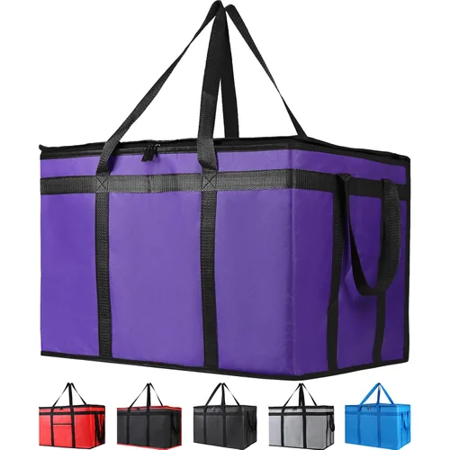 Bodaon - Paquete de 1 bolsa de entrega de alimentos aislada, bolsa de mano XXL para alimentos calientes y fríos, bolsa de mano para compras, uso