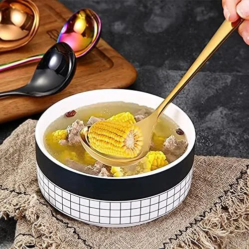 Miniatura 3 de Paquete de 2 cucharones de sopa dorados 304 de acero inoxidable para servir salsa de cocina Oro