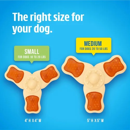 Miniatura 3 de Hartz Chew ‘n Clean juguete masticable y premio en uno con sabor a pollo, juguete tri-punto para perro, pequeño