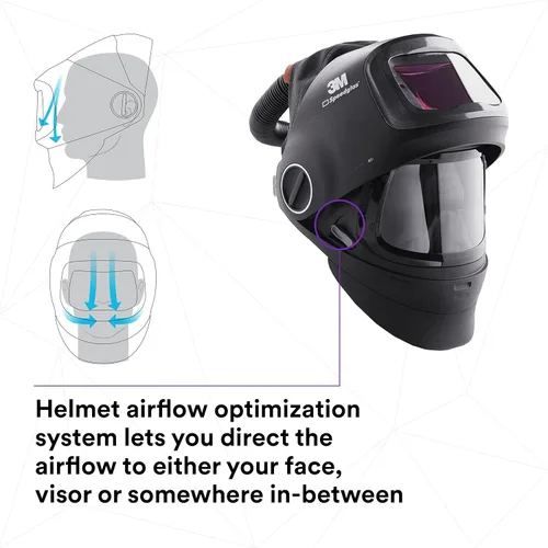 Miniatura 8 de Casco de soldadura 3M Speedglas G5-01 y conjunto PAPR Adflo de alta altitud, sin ADF, resistente con visera abatible, diseño compacto con suspensión