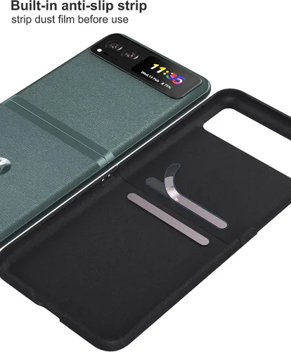 Miniatura 5 de Funda delgada para Moto Razr 2023, parte trasera de policarbonato duro, sensación esmerilada, soporte de carga inalámbrica, ligera, a prueba de Negro