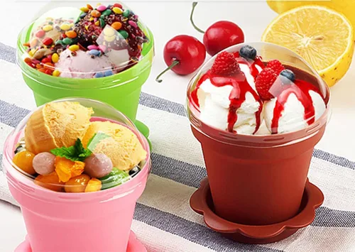 Miniatura 7 de Paquete de 50 vasos de postre en maceta de 6.1 fl oz de plástico de 6 onzas con tapa y cuchara, taza de degustación de aperitivos, adecuada