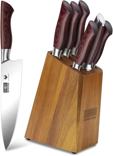 Miniatura 8 de HOSHANHO Juego de cuchillos de cocina con bloque de 18 piezas, juego de cuchillos de chef de acero inoxidable de carbono alto súper afilados, juego
