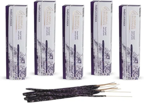 Miniatura 20 de Tulasi Nag Champa - Varitas de incienso surtidas/paquete variado – 180 varillas enrolladas a mano, 12 aromas naturales Sándalo, lavanda, vainilla