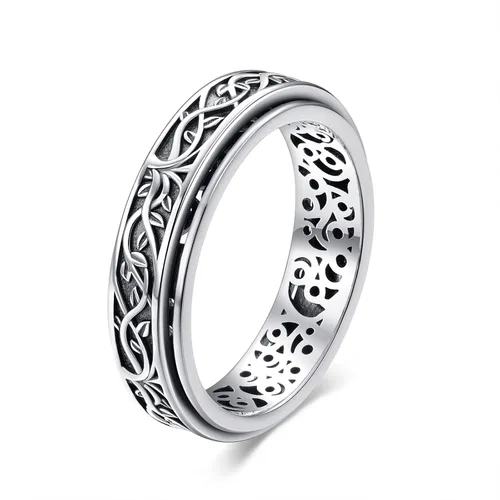 YAFEINI Anillo giratorio de plata de ley para mujer, nudo celta, girasol, margarita, corazón, árbol de la vida, joyería de regalo para mujeres y
