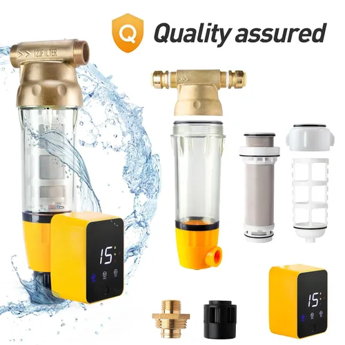 Miniatura 6 de iSpring WSP50ARB - Filtro de agua de sedimentos giratorio, reutilizable con módulo de descarga automática de pantalla táctil y raspador de carcasa