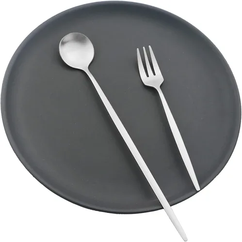 Miniatura 6 de Juego de 6 tenedores de postre de acero inoxidable de 3 dientes, juego de tenedores para frutas y tartas, 5.31 pulgadas, color plateado
