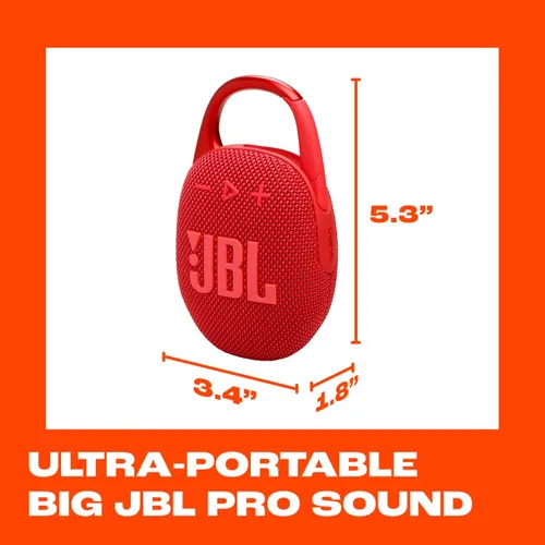 Miniatura 6 de JBL Clip 5 - Altavoz Bluetooth ultraportátil, impermeable y a prueba de polvo, gran sonido JBL Pro con graves impactantes, mosquetón integrado, Rojo