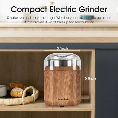 Miniatura 5 de Hermolante Molinillo eléctrico de especias para hierbas, molinillo eléctrico de 200 W con hoja de acero inoxidable y cepillo de limpieza, molinillos