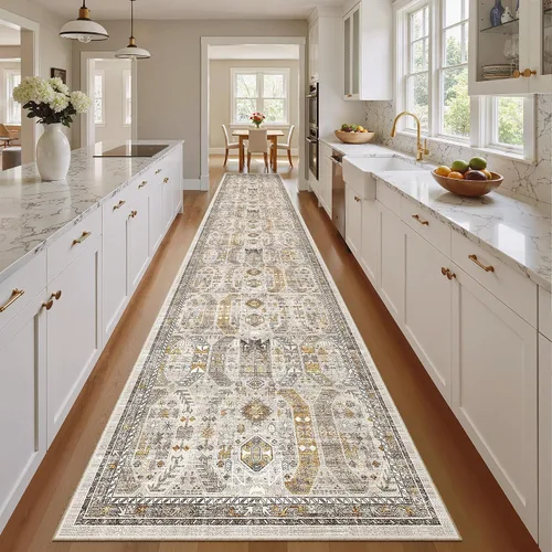 Miniatura 623 de Madane Tapete lavable de 2 x 10 pies para pasillo, cocina, recibidor, clásico, suave, antideslizante para interiores, casa de campo, baño, sala