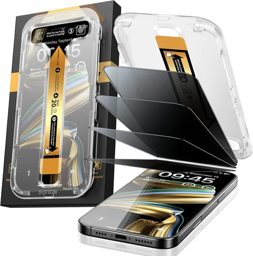 Miniatura 15 de MRGLAS TOP 9H+ - Paquete de 4 protectores de pantalla de vidrio para iPhone 12 Pro Max, protector de pantalla de privacidad con protector de lente