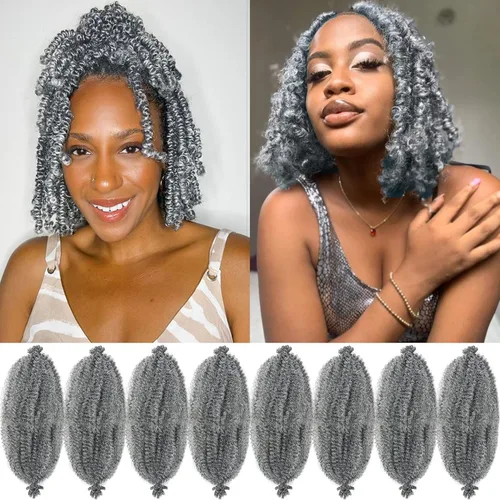 Cabello Rizado Afro Elástico 8 Paquetes Cabello Trenzado Marley Twist Cabello Spring Twist Pre-Separado para Locs Falsos Cabello de Ganchillo Kinky