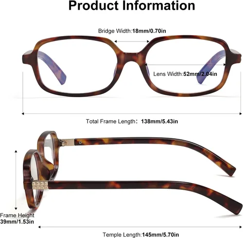 Miniatura 3 de LIKSMU Gafas de bloqueo de luz azul para mujeres y hombres, anteojos con bloqueo de luz azul, lentes rectangulares pequeños de moda, paquete de 2