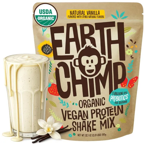 Miniatura 10 de EarthChimp Proteína vegana orgánica en polvo, con probióticos, sin OMG, sin lácteos, sin suero de leche, proteína en polvo a base de plantas