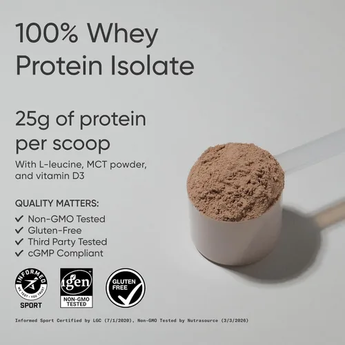 Miniatura 2 de Sports Research® 100% proteína de suero aislado de chocolate mantequilla de maní – Proteína en polvo de origen estadounidense con BCAA – Sin sabores