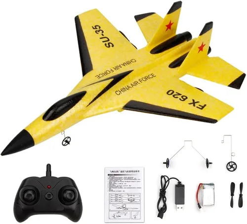 Feamos Fmingdou Avión Rc, avión RC realista SU-35 Fighter EPP Avión de espuma para niños Fácil vuelo antichoque Control remoto avión para niños 13.0