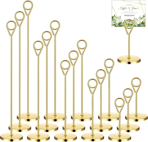 Miniatura 10 de Faccito 10 soportes extraíbles para números de mesa de 5 tamaños, soporte de tarjeta de metal, nombre, menú, nota, foto clip, soporte de mesa
