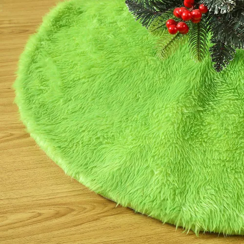 Miniatura 7 de Sattiyrch - Falda de árbol de Navidad de piel sintética, adornos navideños rosas para árbol de Navidad de 10 pies,12 pies (blanco, 59 pulgadas)