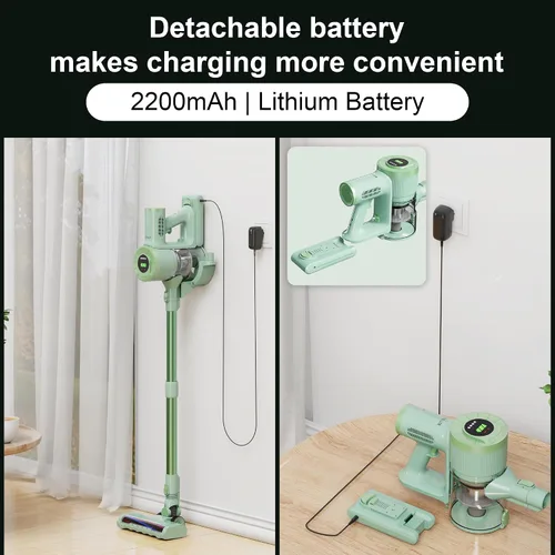 Miniatura 6 de BUTY BULU - Aspiradora inalámbrica de mano, batería recargable de 2200mAh, 30KPa, aspiradora ligera pequeña, escoba eléctrica, pantalla LED, tiempo
