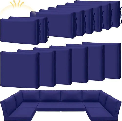 Miniatura 9 de Patelai 14 fundas impermeables para cojines de patio al aire libre, de 24 x 24 pulgadas, a prueba de rayos UV, fundas de asiento seccionales