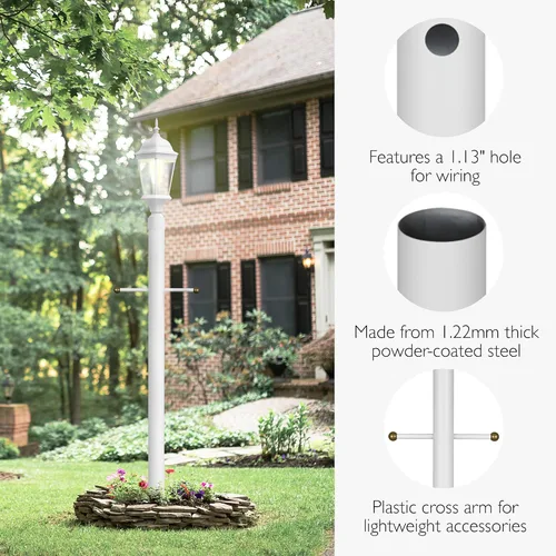 Miniatura 5 de Design House Poste de lámpara tradicional para exteriores con brazo cruzado, 80 x 3 pulgadas, acabado blanco resistente a la intemperie, 589622