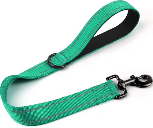 Miniatura 9 de Joytale Correa corta fuerte para perro de 18 pulgadas, 1.2 pulgadas de ancho, resistente, mango acolchado para control de tráfico, correa Negro