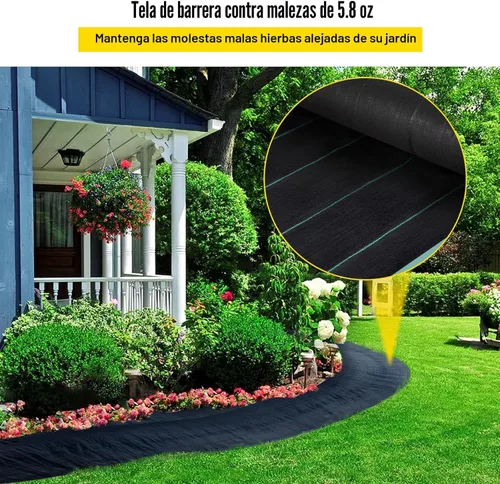 Miniatura 2 de VEVOR Barrera de Tela para Malezas de Servicio Pesado, 4x300FT 5.8oz Tela Bloqueadora de Malezas, Tela de Paisaje Tejida, Tela de Jardín Barrera