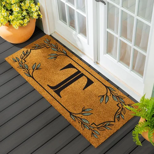 Miniatura 75 de Evergreen Flag Alfombra de puerta de fibra de coco monograma Letra B Alfombra para puerta delantera para interiores y exteriores 71x41 cm