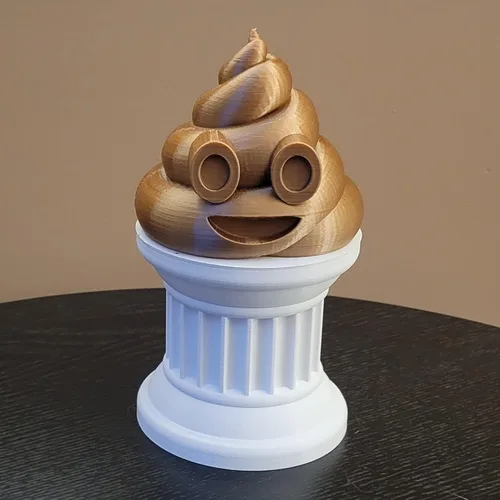 Miniatura 9 de Znet3D Poop Emoji Trophy – 6 pulgadas de alto en un pilar blanco – Premio y regalo perfecto – Hecho a mano con fabricación aditiva (oro seda)