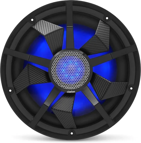 Clarion CM3013WL Subwoofer marino de 12 pulgadas 300 W RMS Manejo de energía Bobinas de voz duales de 2 ohmios Iluminación RGB incorporada Incluye