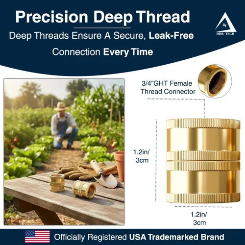Miniatura 5 de DBR Tech® Adaptador de manguera hembra a hembra Conector de manguera de jardín resistente a prueba de fugas, accesorios de latón de agua GHT