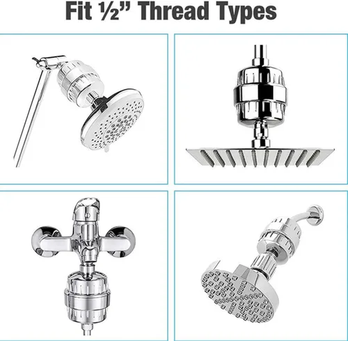 Miniatura 5 de Laicky Paquete de 4 filtros de ducha de 20 etapas, cartucho de repuesto universal, purificador de agua dura, elimina cloro, metales pesados, hierro