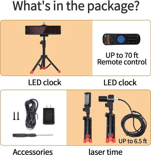 Miniatura 6 de Temporizador láser con cable interior para entrenamiento, cronómetro LED, cronómetro de carreras, temporizador de carreras, pista de patinaje