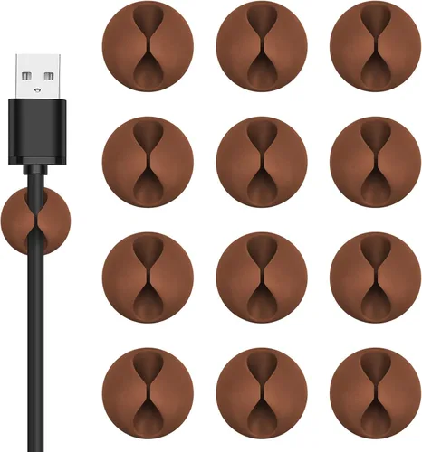 Miniatura 9 de Flezoo Sujetadores de Cables Clips para Cables, 12PCS Organizador de Cables Adhesivos Negros Soporte para Cargador Mantenedor de Gestión de Cables