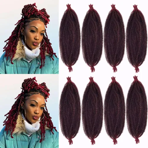 Miniatura 20 de Cabello afro Twist morado degradado de 16 pulgadas, cabello Marley pre-separado para rastas suaves, cabello trenzado Marley Twist Ombre Kinky Spring