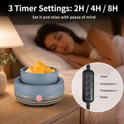 Miniatura 5 de Calentador de Cera para Velas con Temporizador, Cerámico, Eléctrico, Quemador de Cera de 4-en-1, Regulación de Temperatura, Compatible con Botella