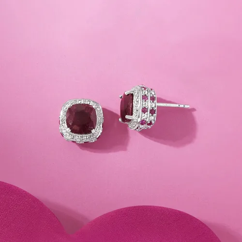 Miniatura 5 de Ross-Simons Gemstone and .10 ct. t.w. White Topaz Stud Earrings in Sterling Silver