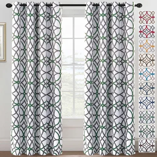 Miniatura 38 de H.VERSAILTEX Cortinas opacas con diseño impreso de 54 pulgadas de largo, juego de 2 paneles de cortinas con aislamiento térmico para dormitorio
