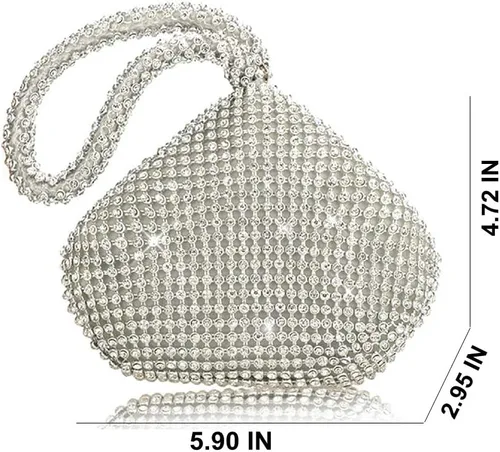 Miniatura 3 de VISTATROY Bolso de noche para mujer, con diamantes de imitación brillantes, triangular, cadena de diseñador, bolso de mano para fiesta, graduación